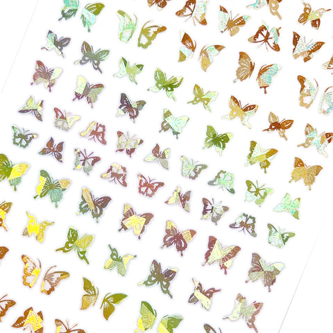 Holographic Butterfly Nail Art Sticker / Flutter / Gold Spring Manicure