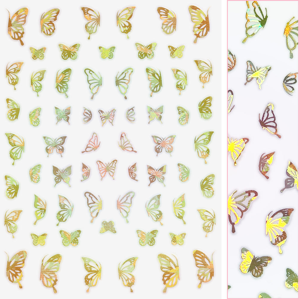 Holographic Butterfly Nail Art Sticker / Wings / Gold Holographic Butterfly Nail Art Sticker / Wings / Gold