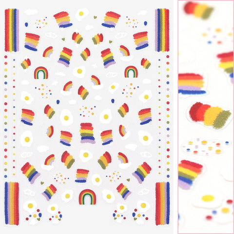 Kawaii Nail Art Sticker / Playful Rainbow Egg