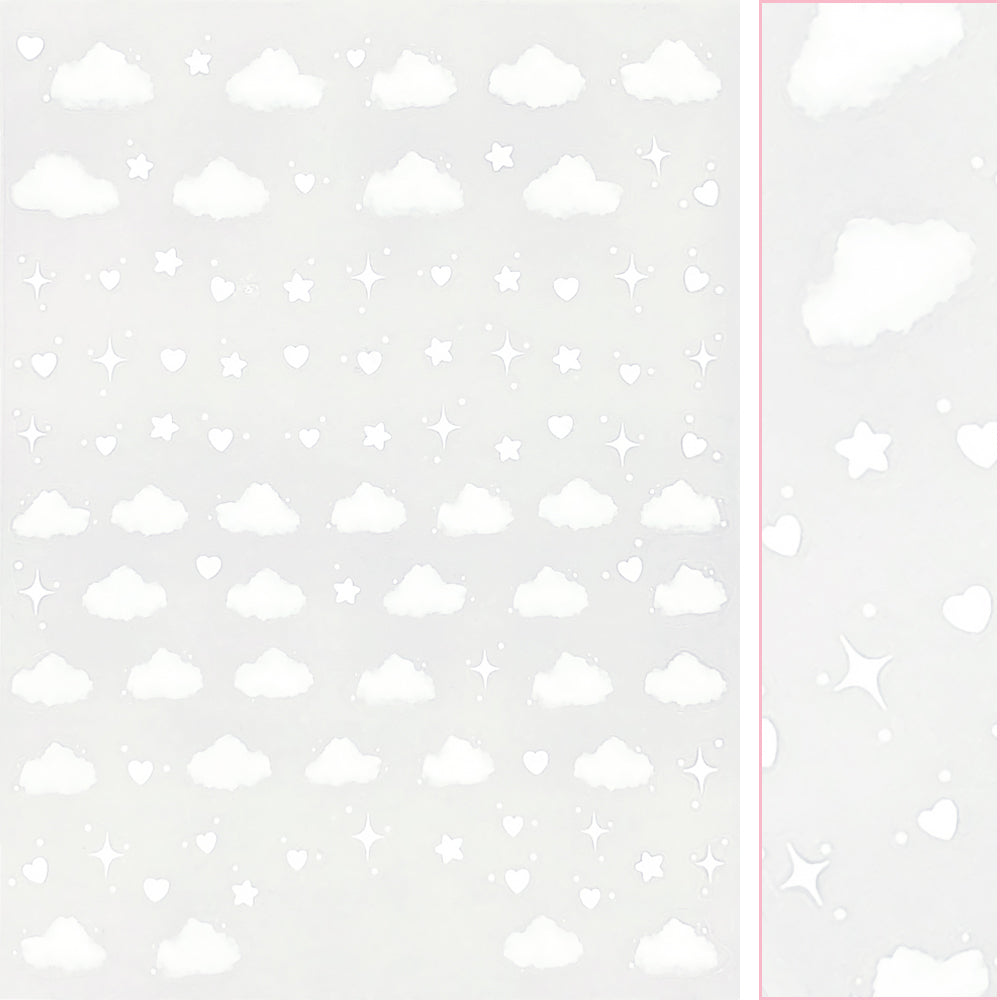 Kawaii Nail Art Sticker / Dreamy Clouds / White Daily Charme Nail Art | Kawaii Nail Art Sticker / White Dreamy Clouds
