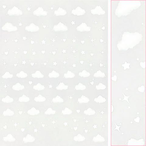 Daily Charme Nail Art | Kawaii Nail Art Sticker / White Dreamy Clouds