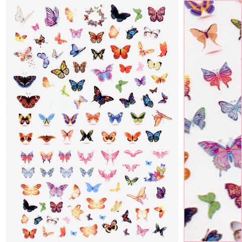 Trendy Butterfly Nail Art Sticker / Mythical Pink Rainbow Ombre