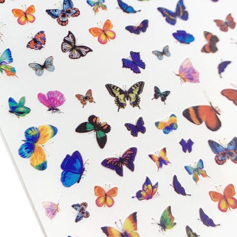 Trendy Butterfly Nail Art Sticker / Tropical Orange Blue Purple Pink Vacation Style