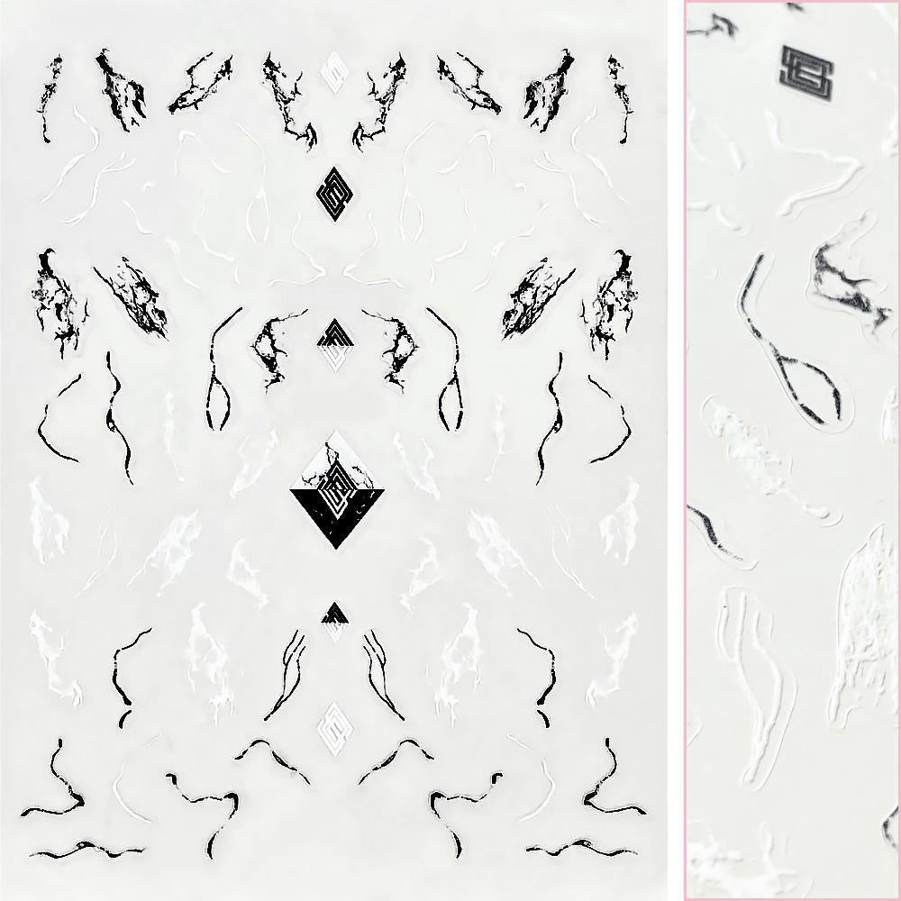 Marble Nail Art Sticker / Black & White Daily Charme Nail Art | Marble Nail Art Sticker / Black & White