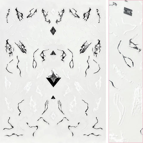Daily Charme Nail Art | Marble Nail Art Sticker / Black & White