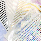 Daily Charme Thin Lines Nail Art Sticker / Holographic Silver Stripes
