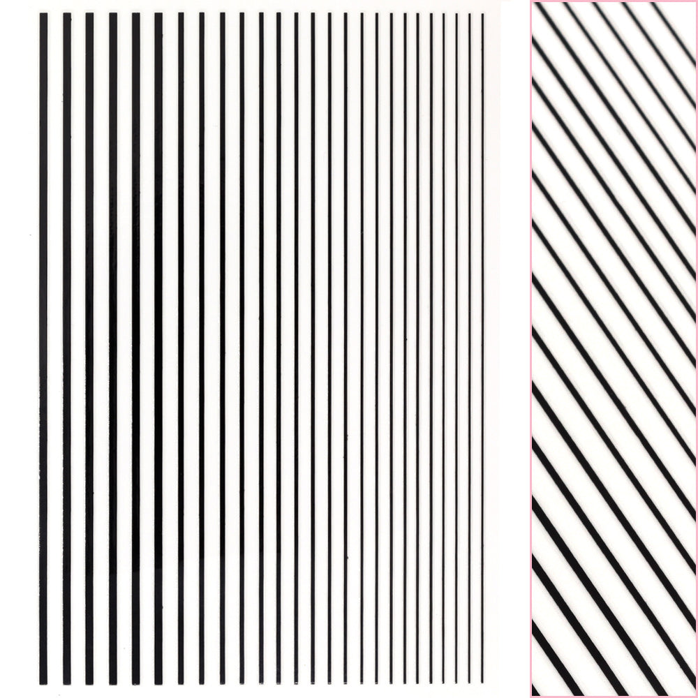 Thin Lines Nail Art Sticker / Black Daily Charme Thin Lines Nail Art Sticker / Black Geometric Stripes