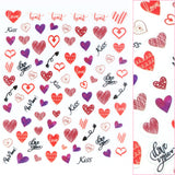 Valentine Nail Art Sticker / Heart Scribbles Doodle Design Red Kiss
