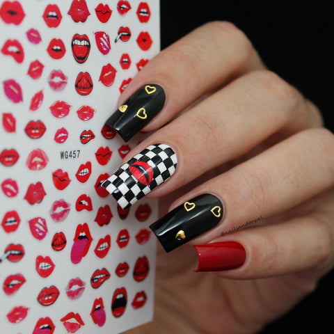 Valentine Nail Art Sticker / Hot Lips Red Sexy Design