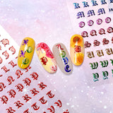 Blackletter Nail Art Sticker / Rainbow Metallic