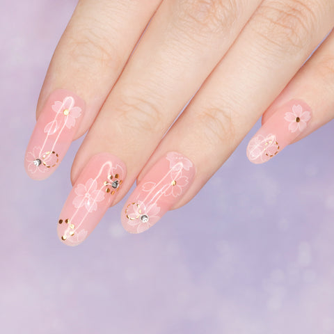 Daily Charme Gold Bejeweled Nail Art Sticker with Crystals / Starry Stars Circle Loops