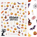 Spooky Halloween Nail Art Sticker / Haunted Creatures Jack O Lanterns Ghost Skull Bat