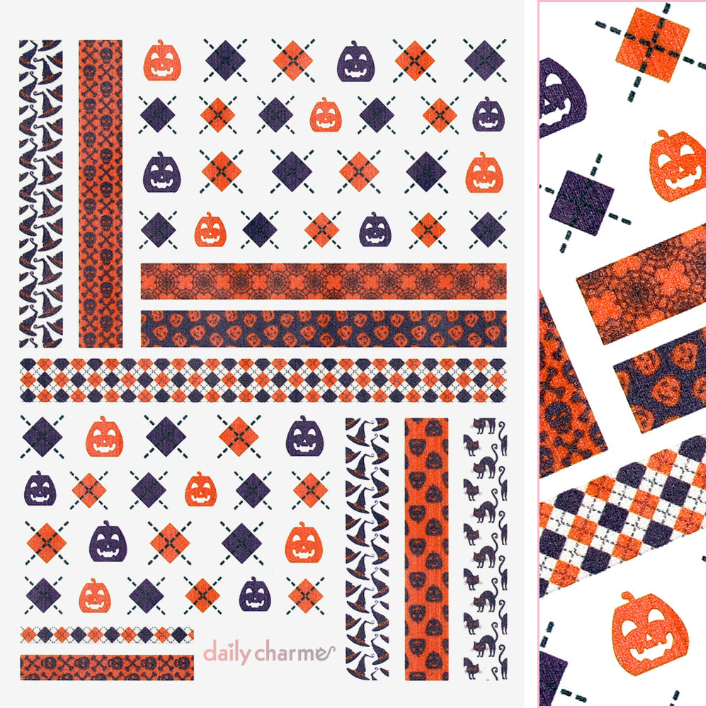 Spooky Halloween Nail Art Sticker / Wicked Patterns Spooky Halloween Nail Art Sticker / Wicked Patterns Pumpkin Witch Hat Scary Cat