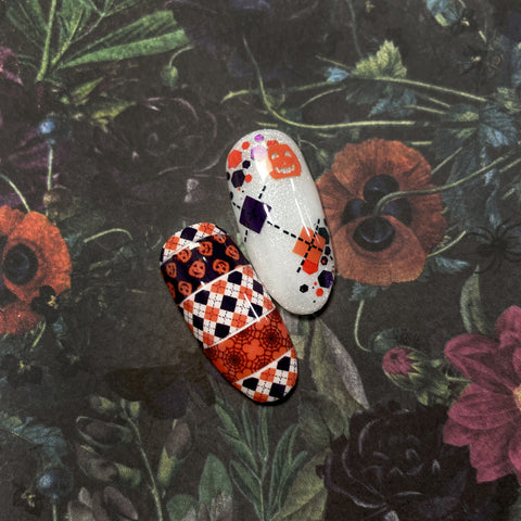 Spooky Halloween Nail Art Sticker / Wicked Patterns Pumpkin Witch Hat Scary Cat