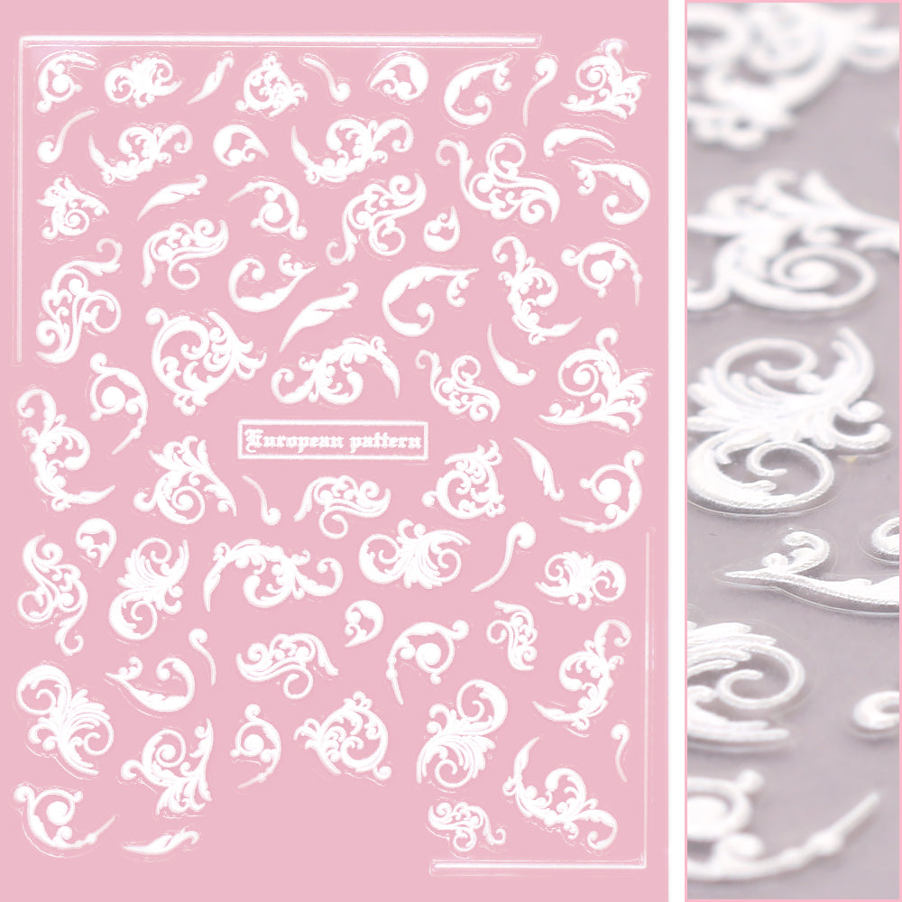3D Embossed Nail Art Sticker / Renaissance Filigree Premium 3D Embossed Nail Art Sticker / Renaissance Filigree