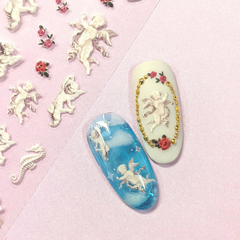Premium 3D Embossed Nail Art Sticker / Baroque Angels