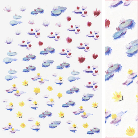 Floral Nail Art Sticker / Water Lilies Monet Abstract Design