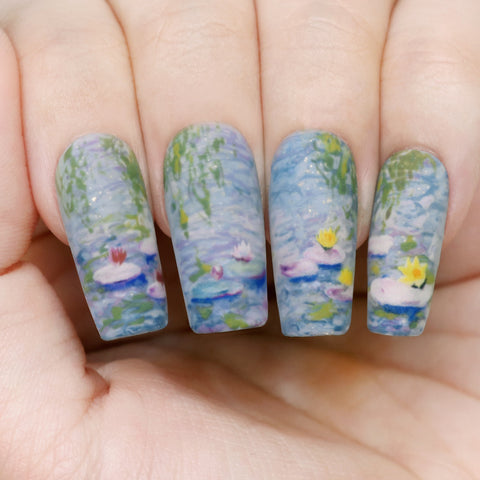 Floral Nail Art Sticker / Water Lilies Monet Abstract Design Charme Gel
