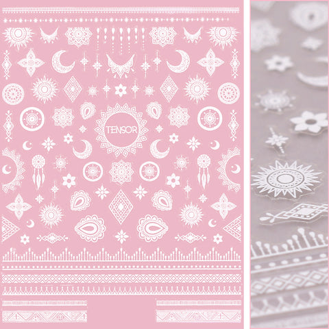 Chic Nail Art Sticker / Dreamcatchers White Design Floral Motif Pattern