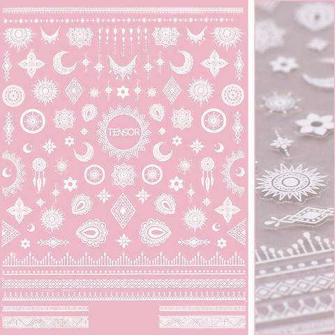 Chic Nail Art Sticker / Dreamcatchers White Design Floral Motif Pattern