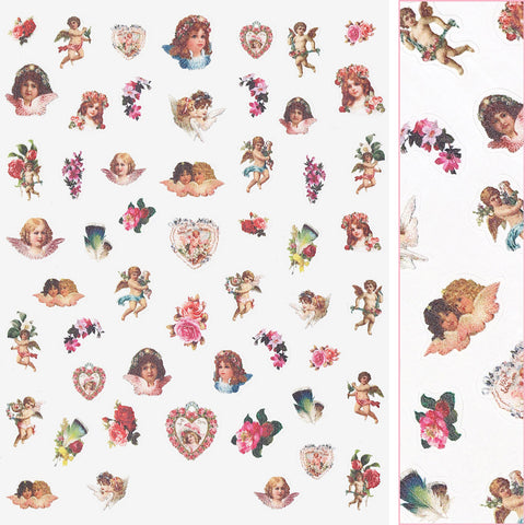 Valentine Nail Art Sticker / Angels Cupid Flowers Design