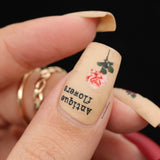 Floral Nail Art Sticker / Antique Roses Pink Red Valentine Design Nailsandtowel