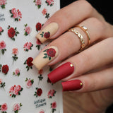Floral Nail Art Sticker / Antique Roses Pink Red Valentine Design Nailsandtowel