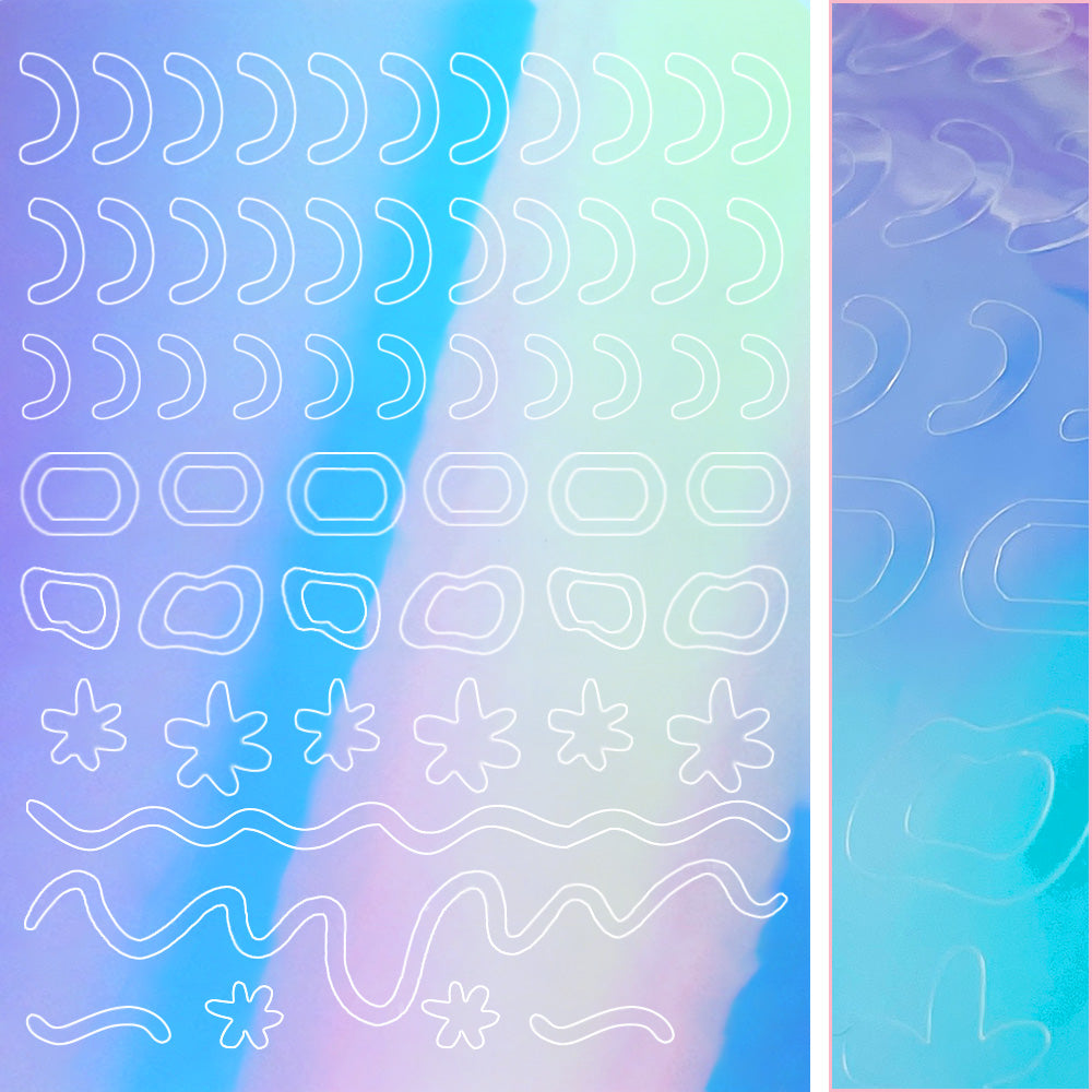Iridescent Aurora Nail Art Sticker / Retro Squiggles Iridescent Aurora Nail Art Sticker / Retro Squiggles