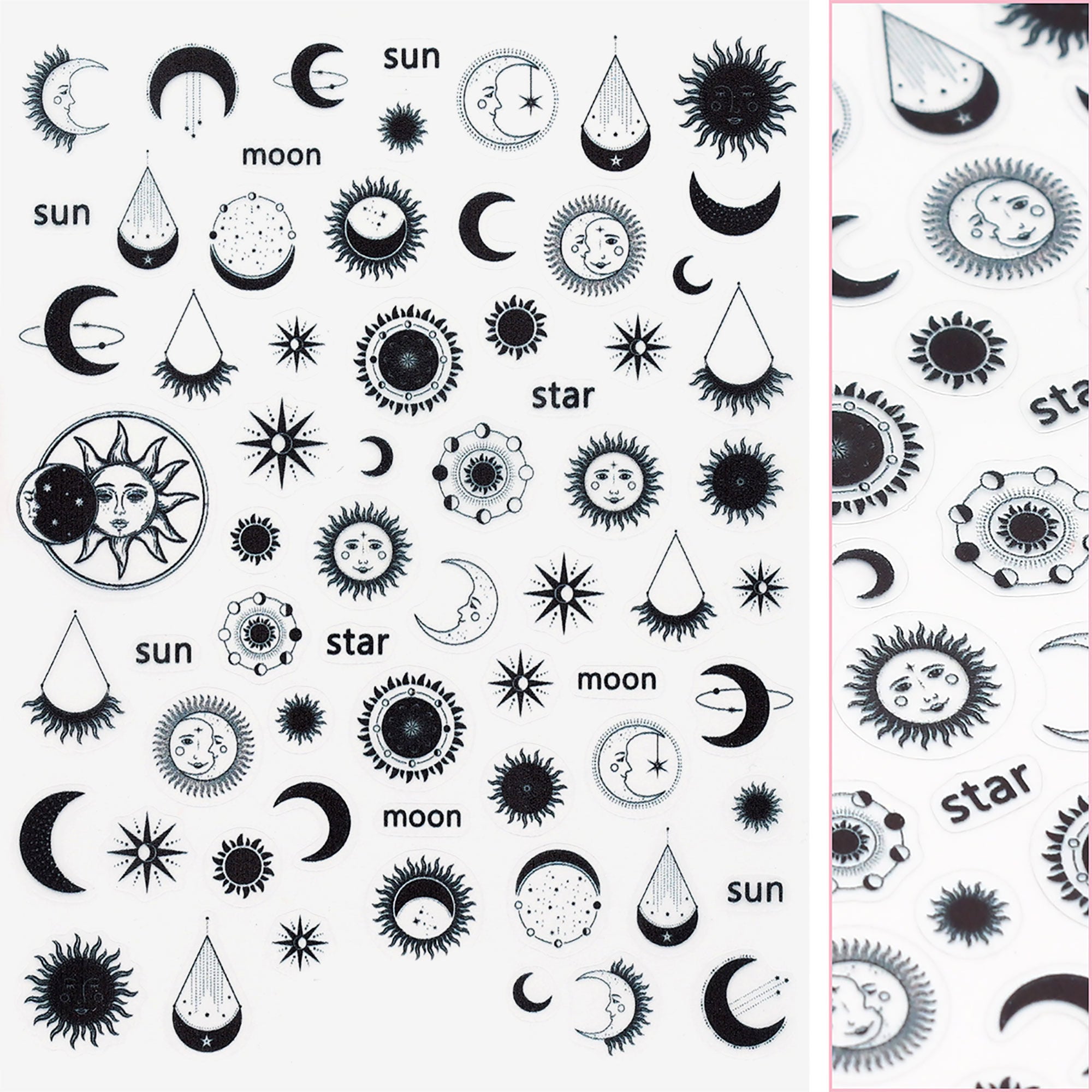 Chic Nail Art Sticker / Celestial Magic / Black Chic Nail Art Sticker / Celestial Magic / Black Moon Sun Design Trendy Mystical