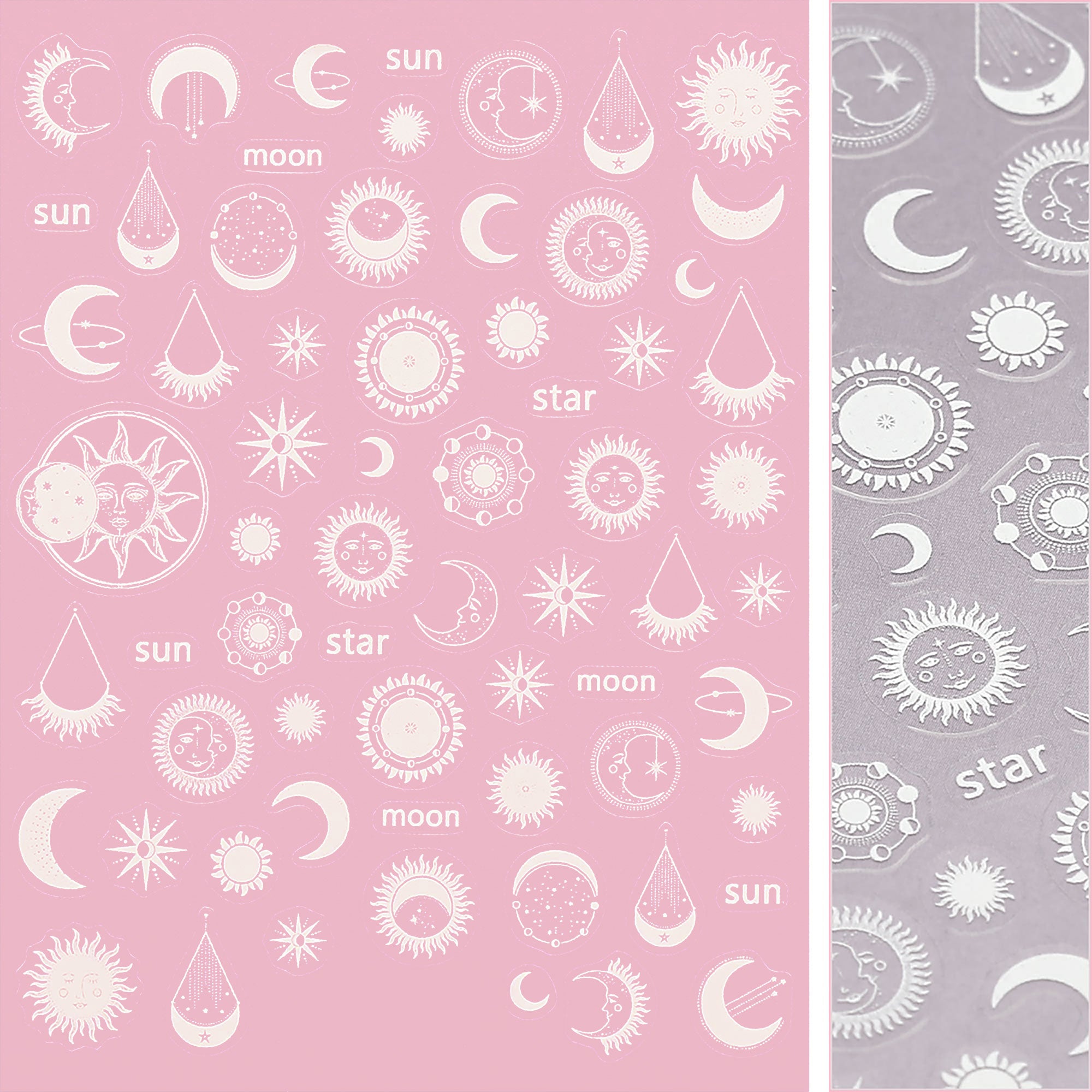 Chic Nail Art Sticker / Celestial Magic / White Chic Nail Art Sticker / Celestial Magic / White Moon Sun Stars Design Trendy Mystical