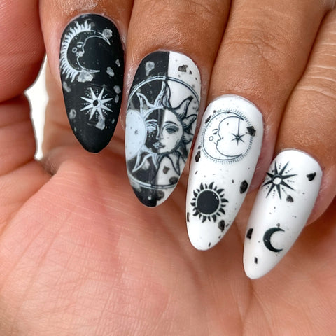 Chic Nail Art Sticker / Celestial Magic / White Moon Sun Stars Design Trendy Mystical