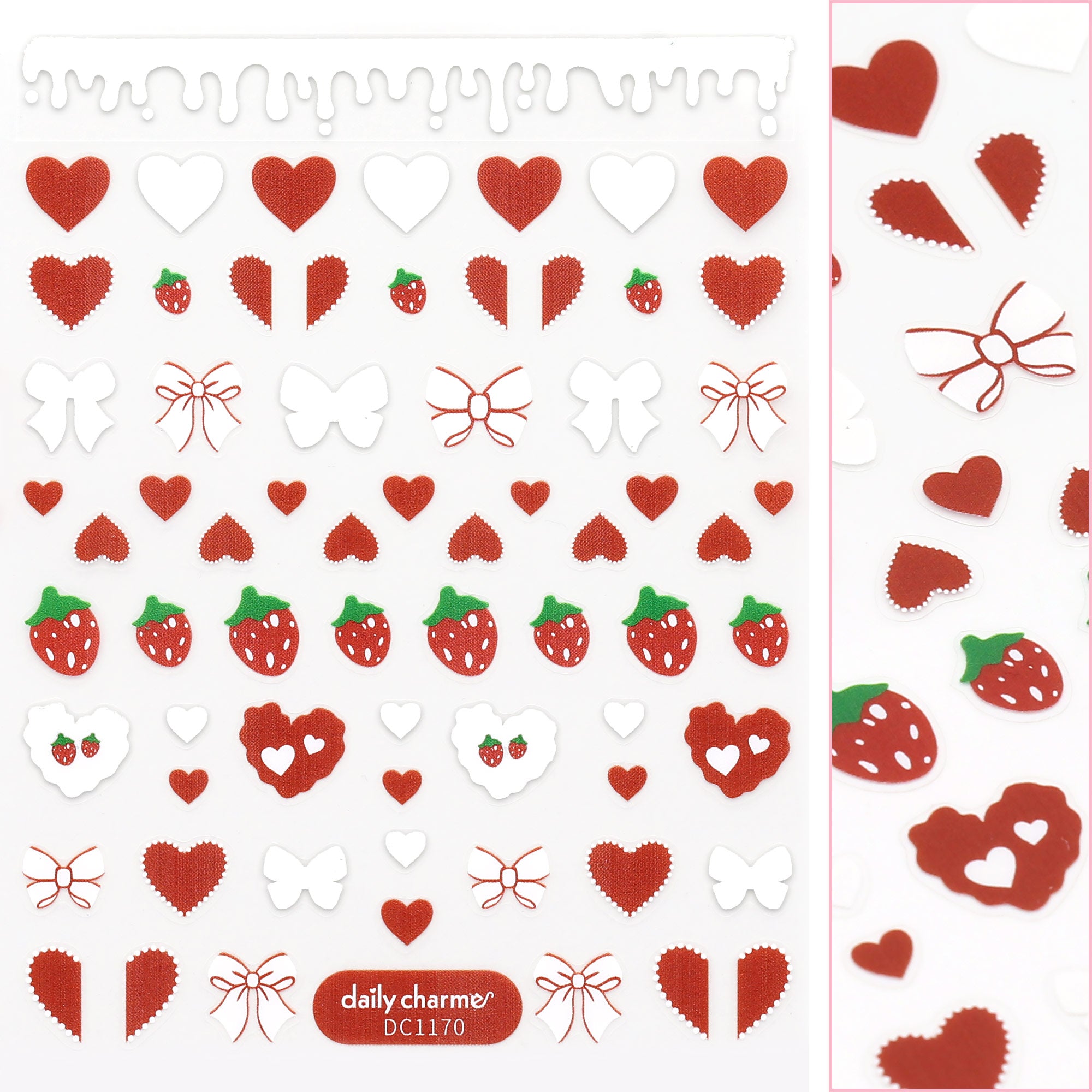 Valentine Nail Art Sticker / Strawberry Hearts Valentine Nail Art Sticker / Strawberry Hearts Sweet Valentine