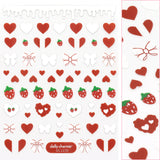 Valentine Nail Art Sticker / Strawberry Hearts Sweet Valentine's Day Decal