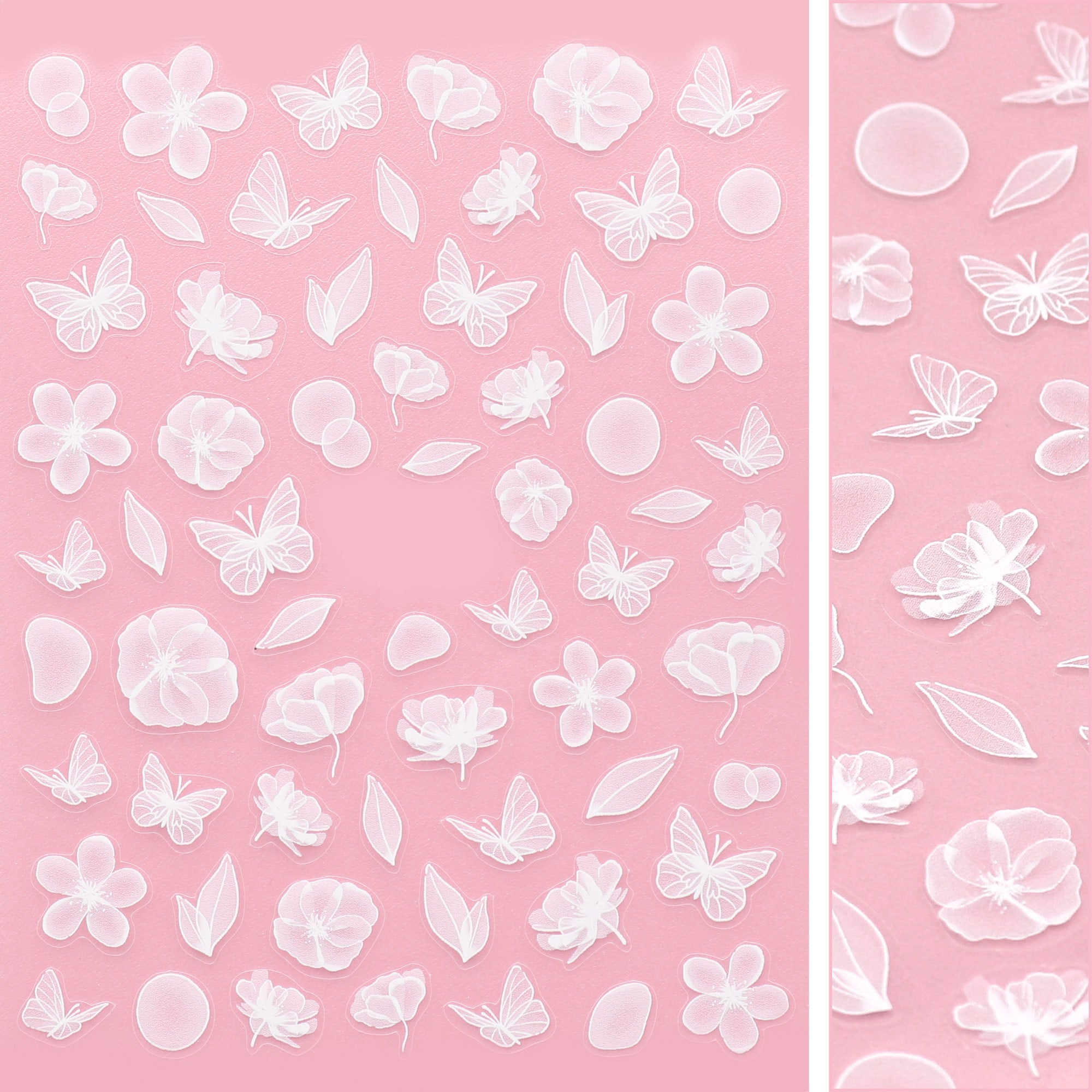 Floral Nail Art Sticker / Butterfly Garden Floral Nail Art Sticker / Butterfly Garden White Nails