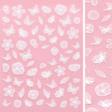 Floral Nail Art Sticker / Butterfly Garden White Nails