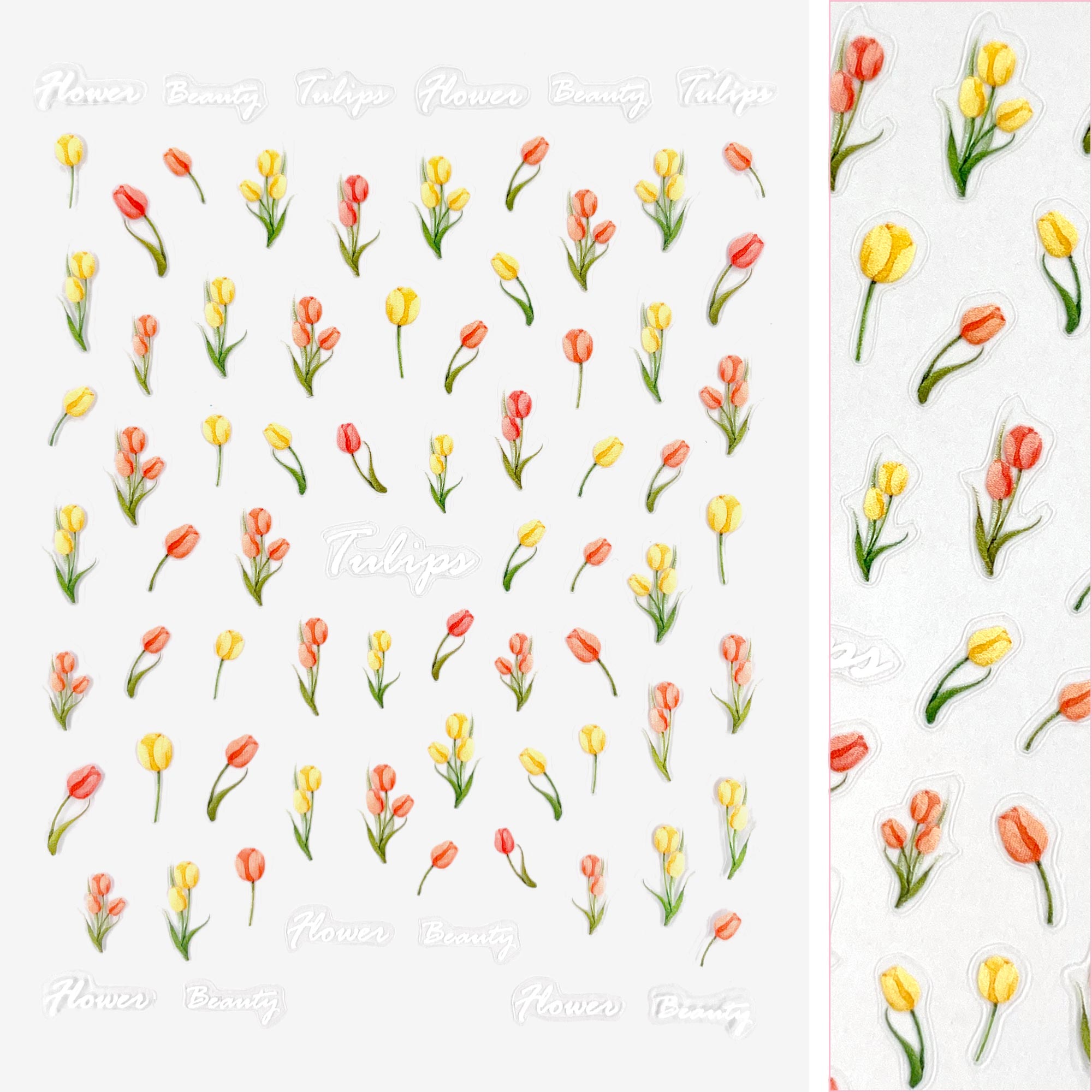 Floral Nail Art Sticker / Sunset Tulips Floral Nail Art Sticker / Sunset Tulips Orange Yellow Flower Decal Trend