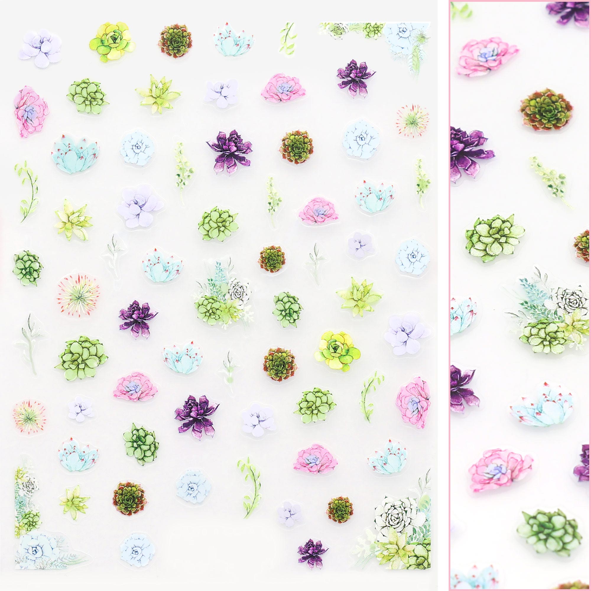 Floral Nail Art Sticker / Succulent Dreams Floral Nail Art Sticker / Succulent Dreams Pink Green Echeveria Plant Lover Decals