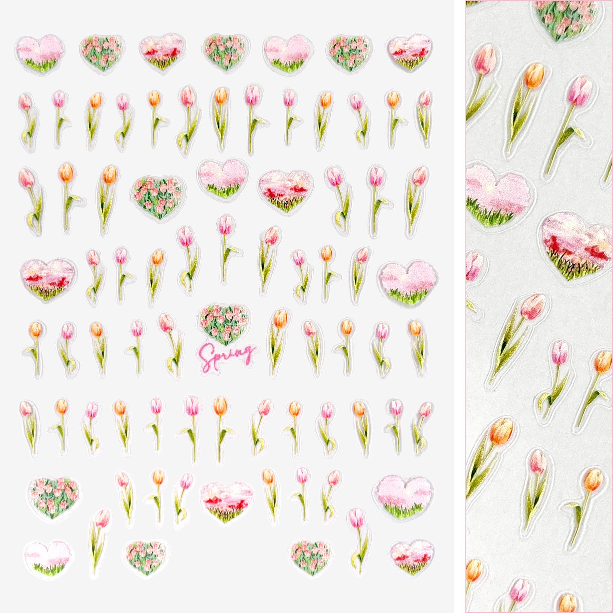 Floral Nail Art Sticker / Spring Tulips Floral Nail Art Sticker / Spring Tulips Pink Orange Decals Supply