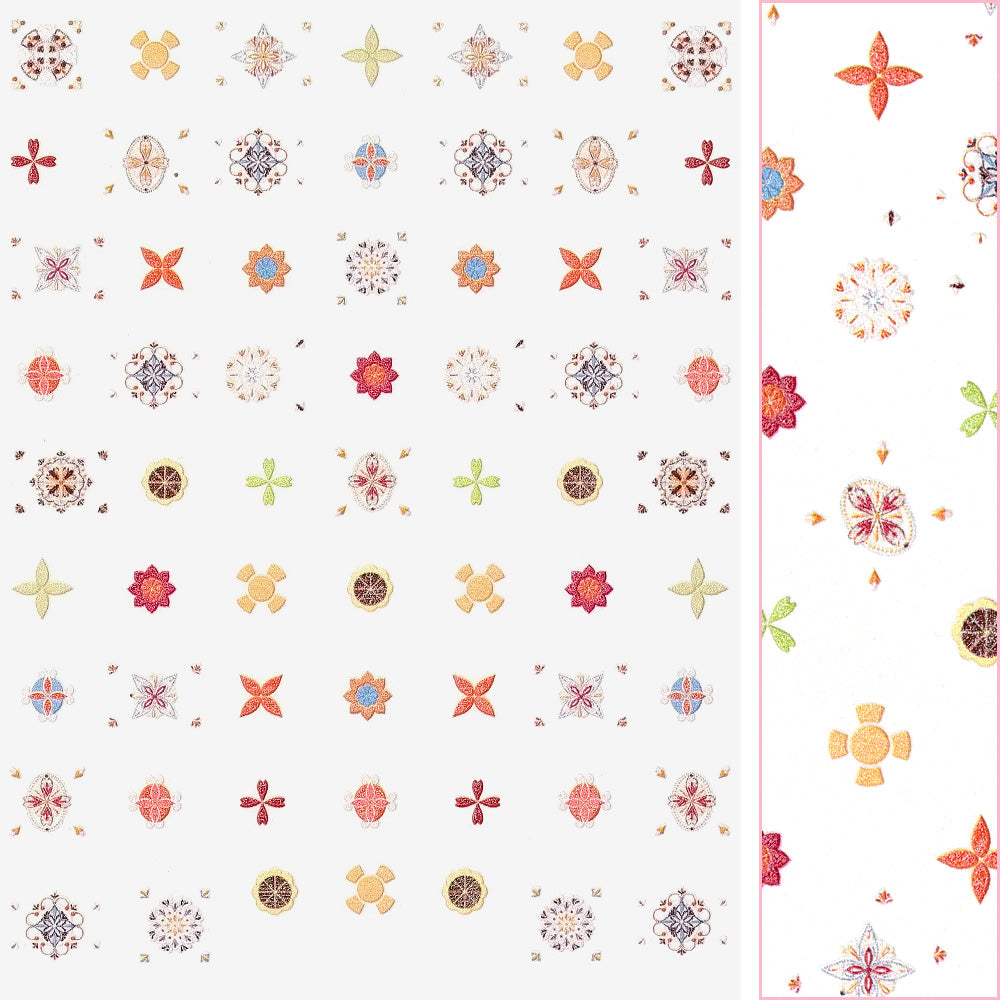 3D Embossed Nail Art Sticker / Folk Art Pattern / Orange Premium 3D Embossed Nail Art Sticker / Folk Art Pattern / Orange Pastel