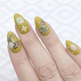 Premium 3D Embossed Nail Art Sticker / Folk Art Pattern / Orange Pastel