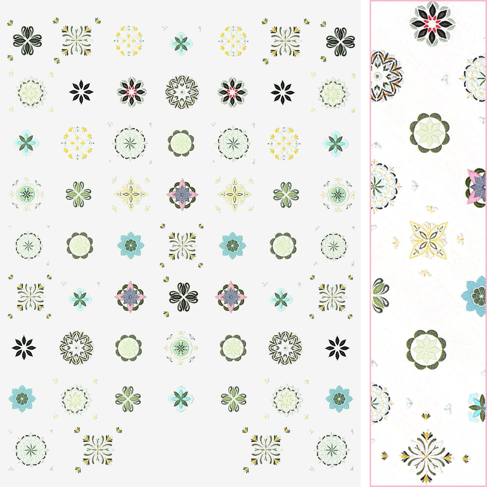 3D Embossed Nail Art Sticker / Folk Art Pattern / Green Premium 3D Embossed Nail Art Sticker / Folk Art Pattern / Green