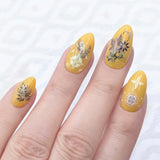 Premium 3D Embossed Nail Art Sticker / Folk Art Pattern / Green