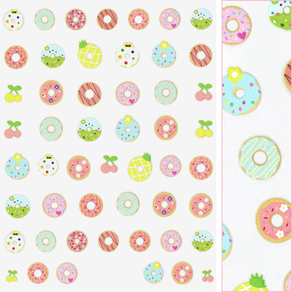 3D Embossed Nail Art Sticker / Sweet Donuts Pastel Spring Decor Easter