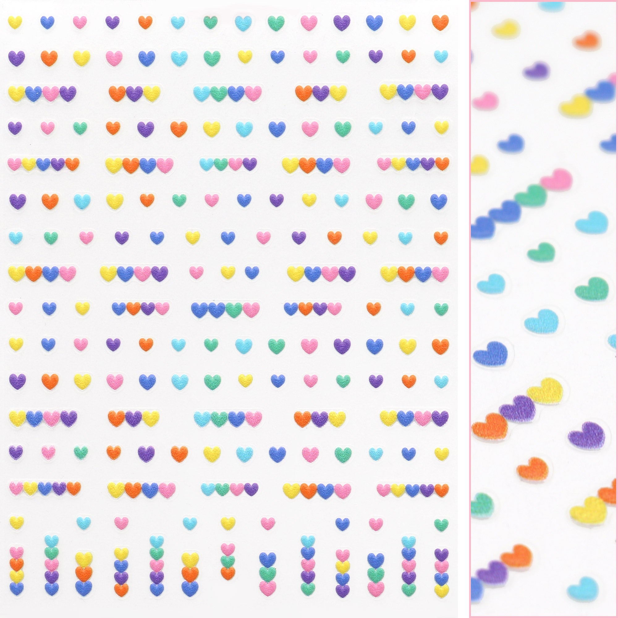 3D Embossed Nail Art Sticker / Rainbow Hearts / Bright Daily Charme | 3D Embossed Nail Art Sticker / Rainbow Hearts / Bright