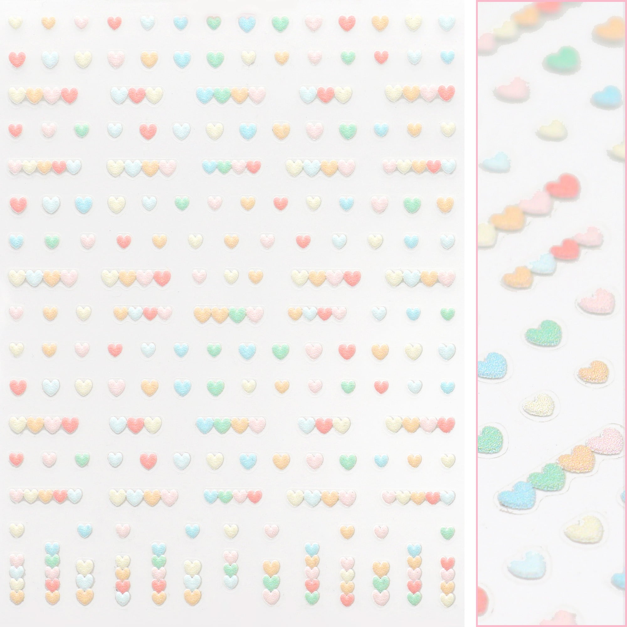 3D Embossed Nail Art Sticker / Rainbow Hearts / Pastel Daily Charme | 3D Embossed Nail Art Sticker / Rainbow Hearts / Pastel