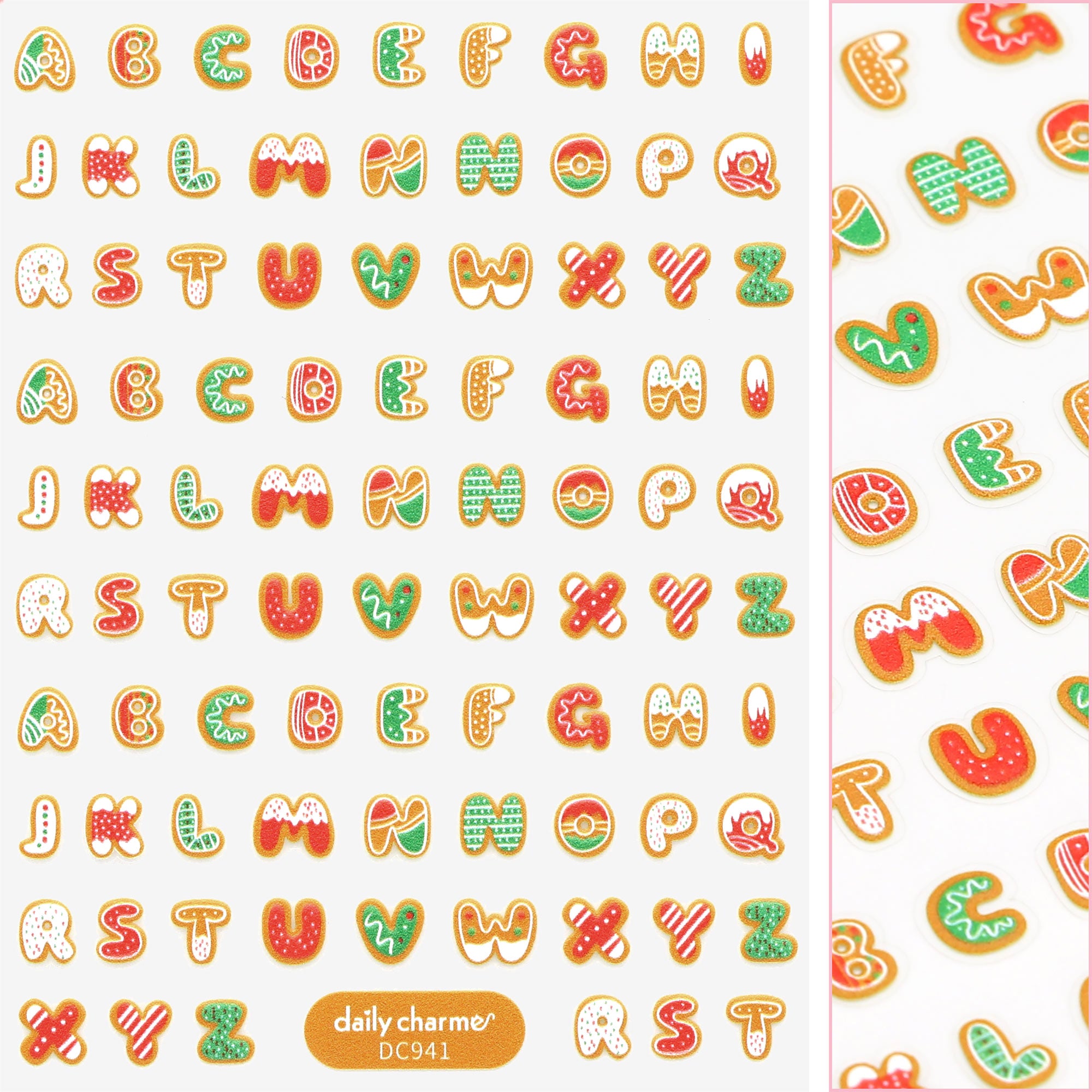 Holiday 3D Embossed Nail Art Sticker / Gingerbread Alphabet Holiday 3D Embossed Nail Art Sticker / Gingerbread Alphabet