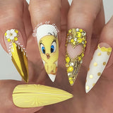 Daily Charme Mirror Gold Chrome Powder Tweety Bird Swarovski