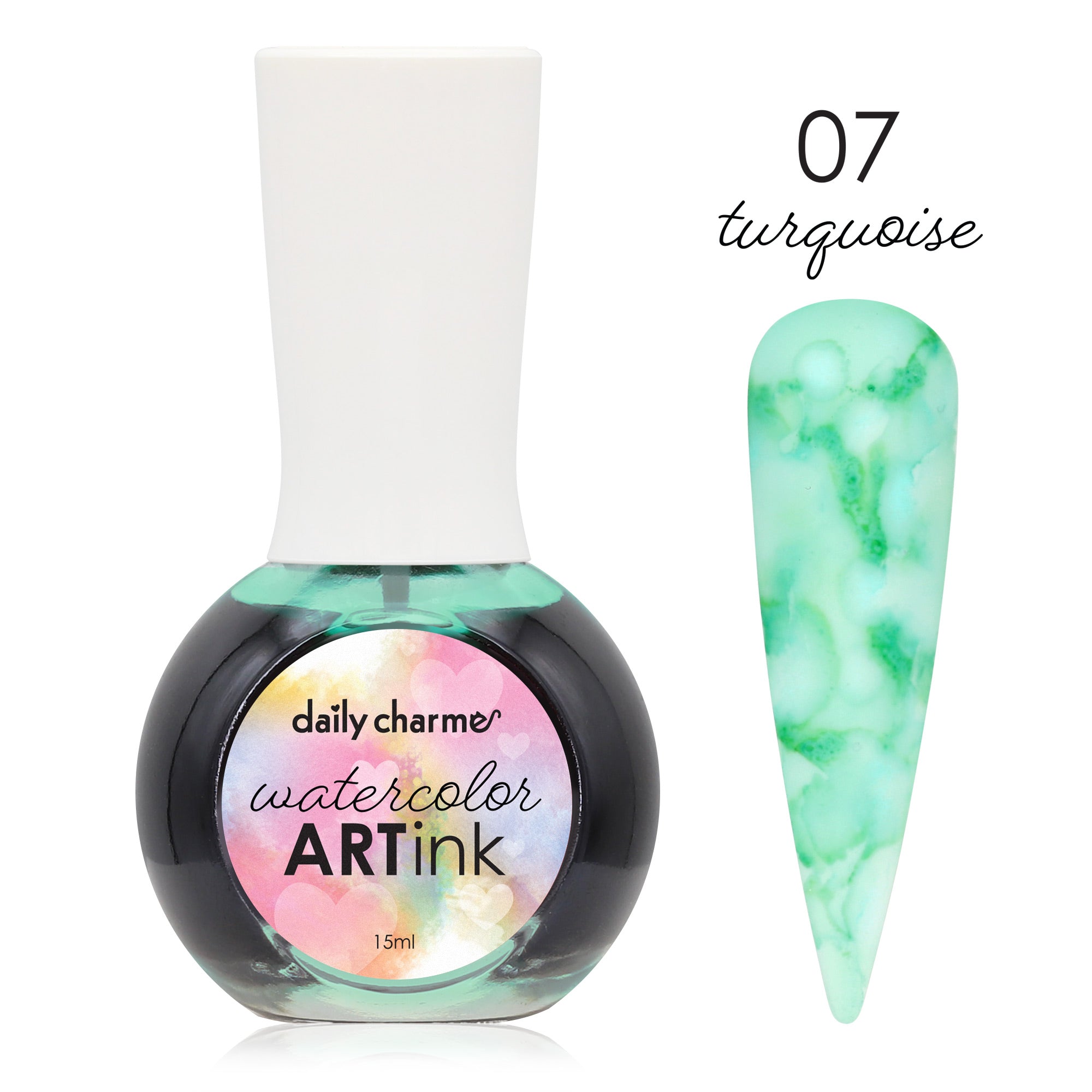 Daily Charme Watercolor Art Ink / 07 Turquoise Summer Mermaid Ocean Nail Marble