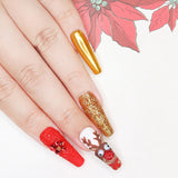 Christmas Mirror Gold Chrome Powder Nail Art