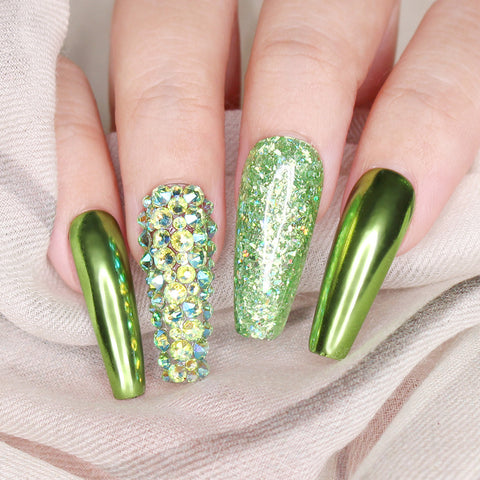 Mirror Lime Chrome Powder Best Nail Art Supplies